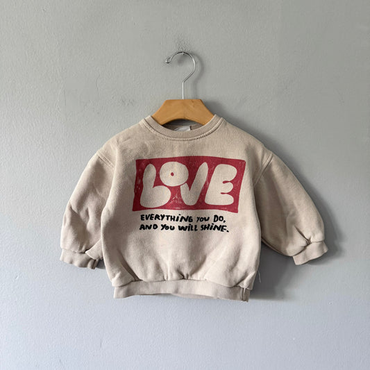 Zara / Love beige sweatshirt / 12-18M