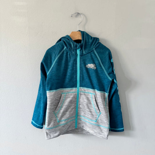 Roots / Green x grey active zip up / 4T