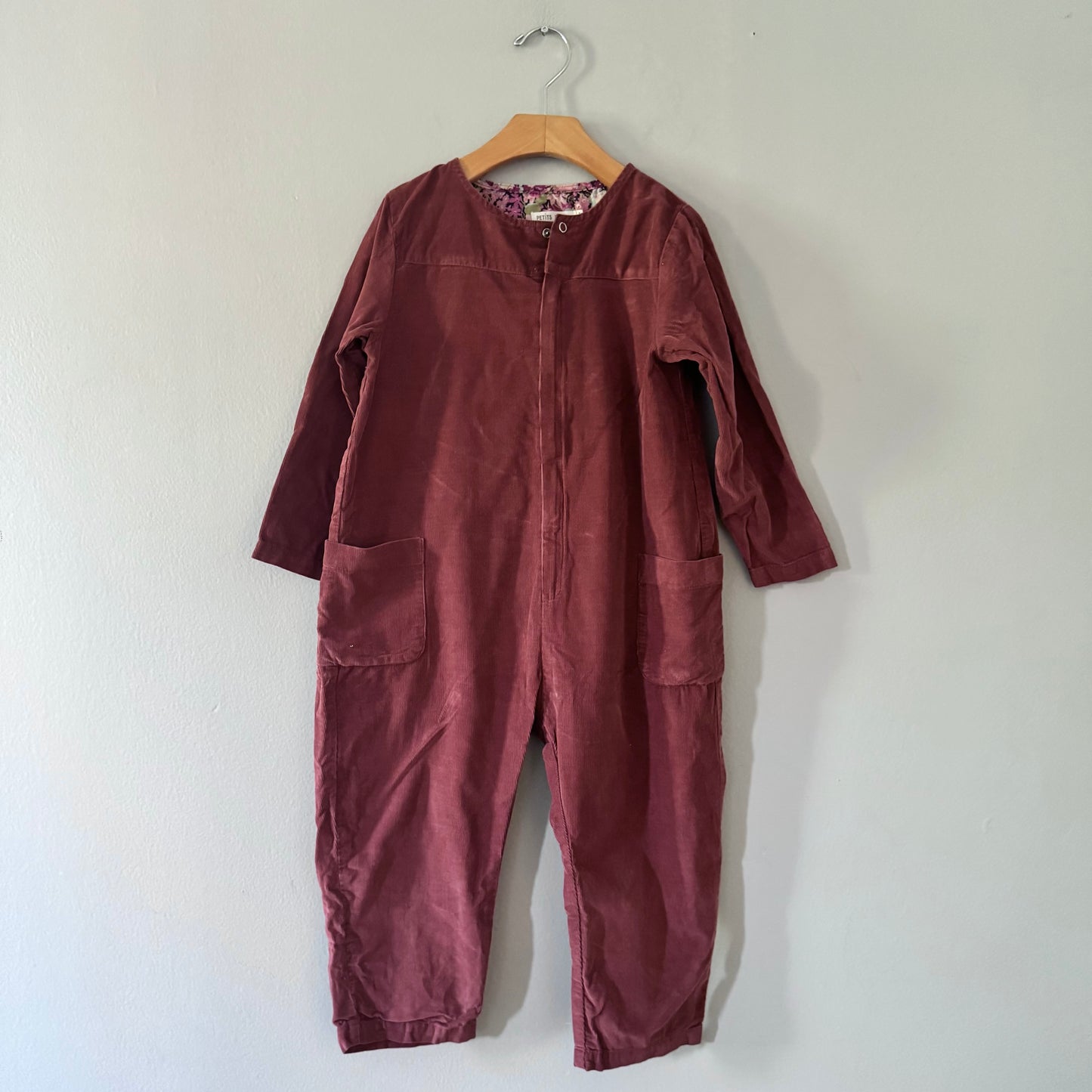 Petits Vilains / Brown corduroy jumpsuit / 4-5Y