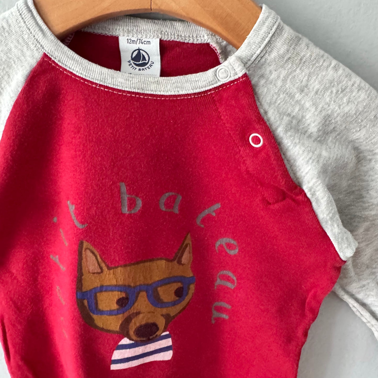 Petit bateau / Red light grey long sleeve / 12M
