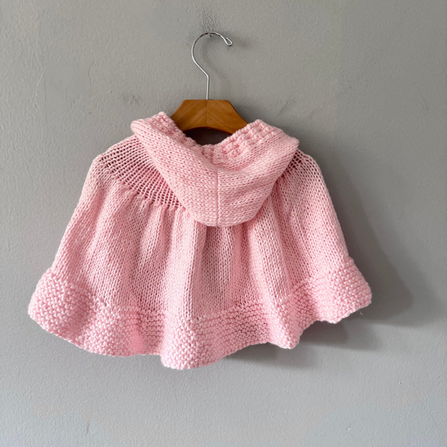 Handmade / Light pink knit poncho / 12-18M