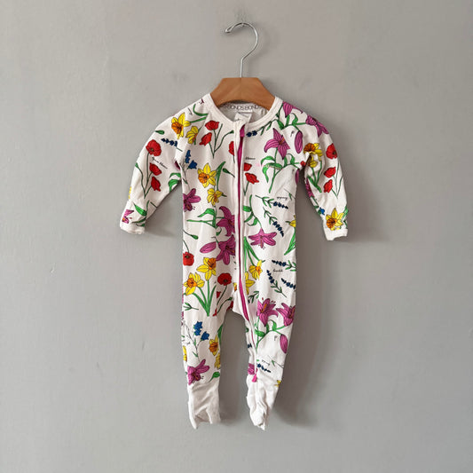 Bonds / White x flower romper / 3-6M