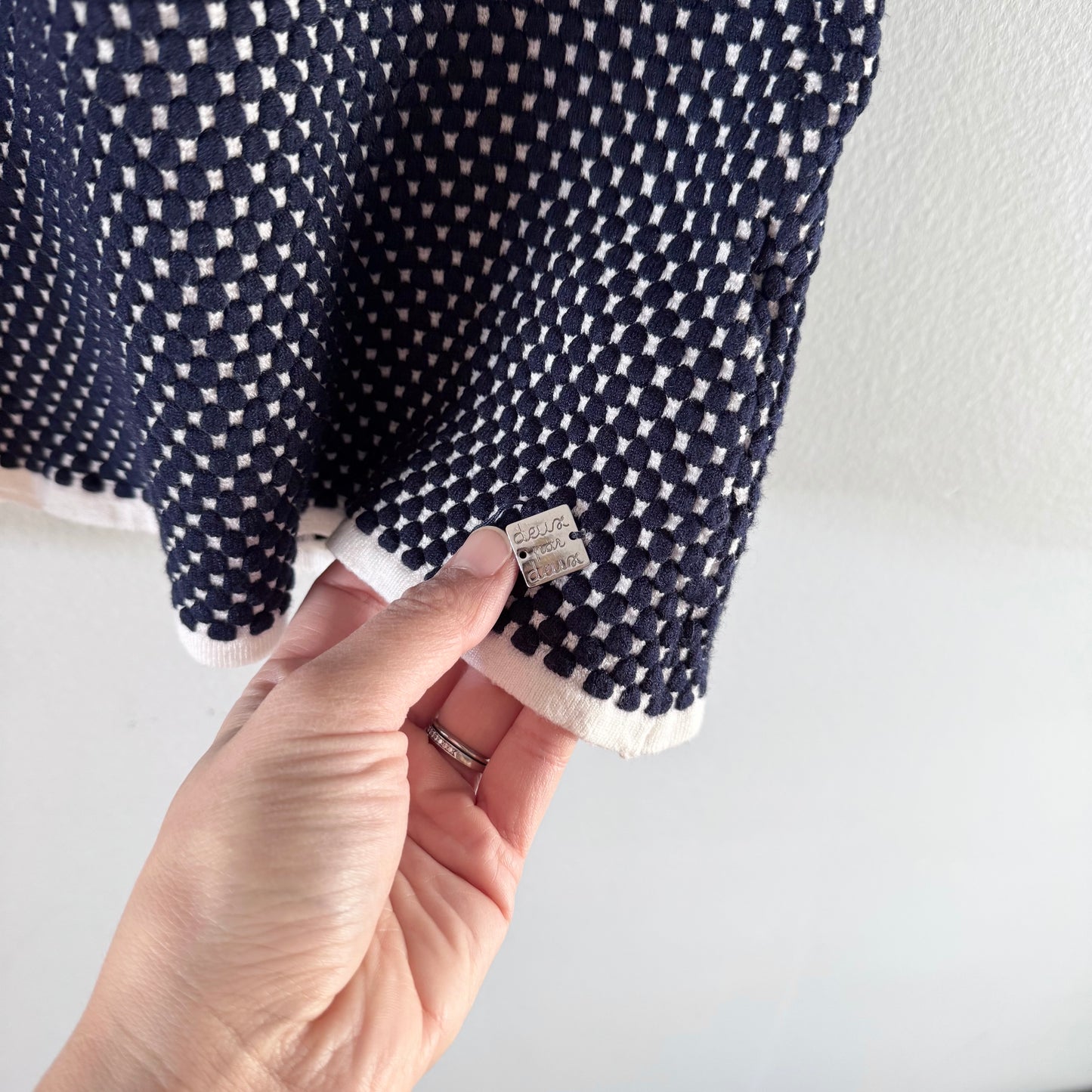 Deux par Deux / Navy white knit dress / 5Y