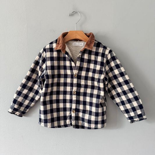 Zara / Sherpa lined flannel jacket / 3-4Y