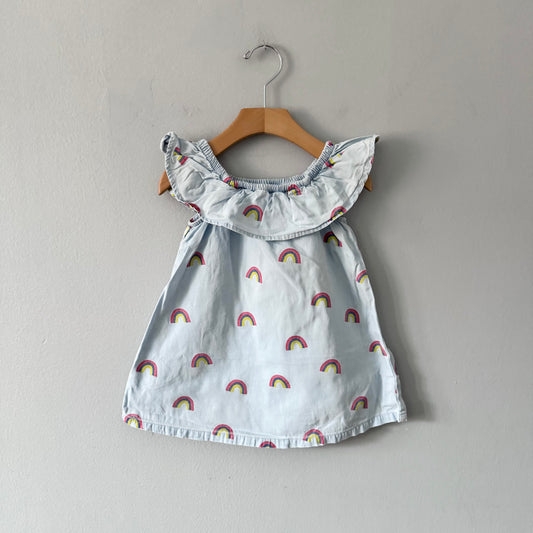 Hatley / Light denim x rainbow dress / 18-24M