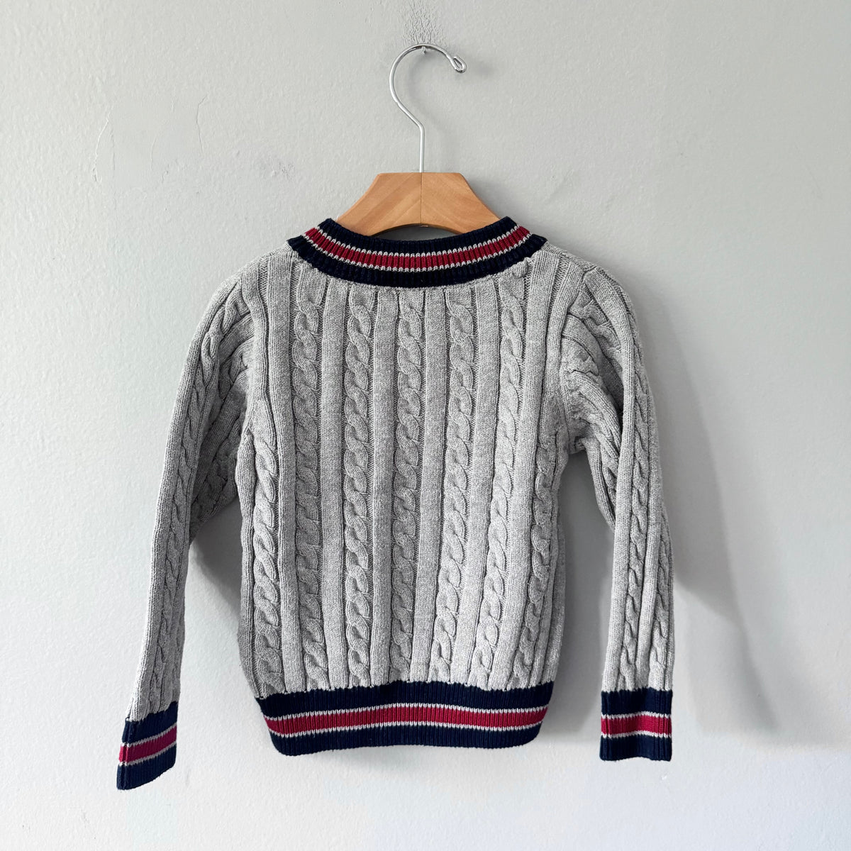Jacadi / Light grey cable cotton knit pullover / 4Y