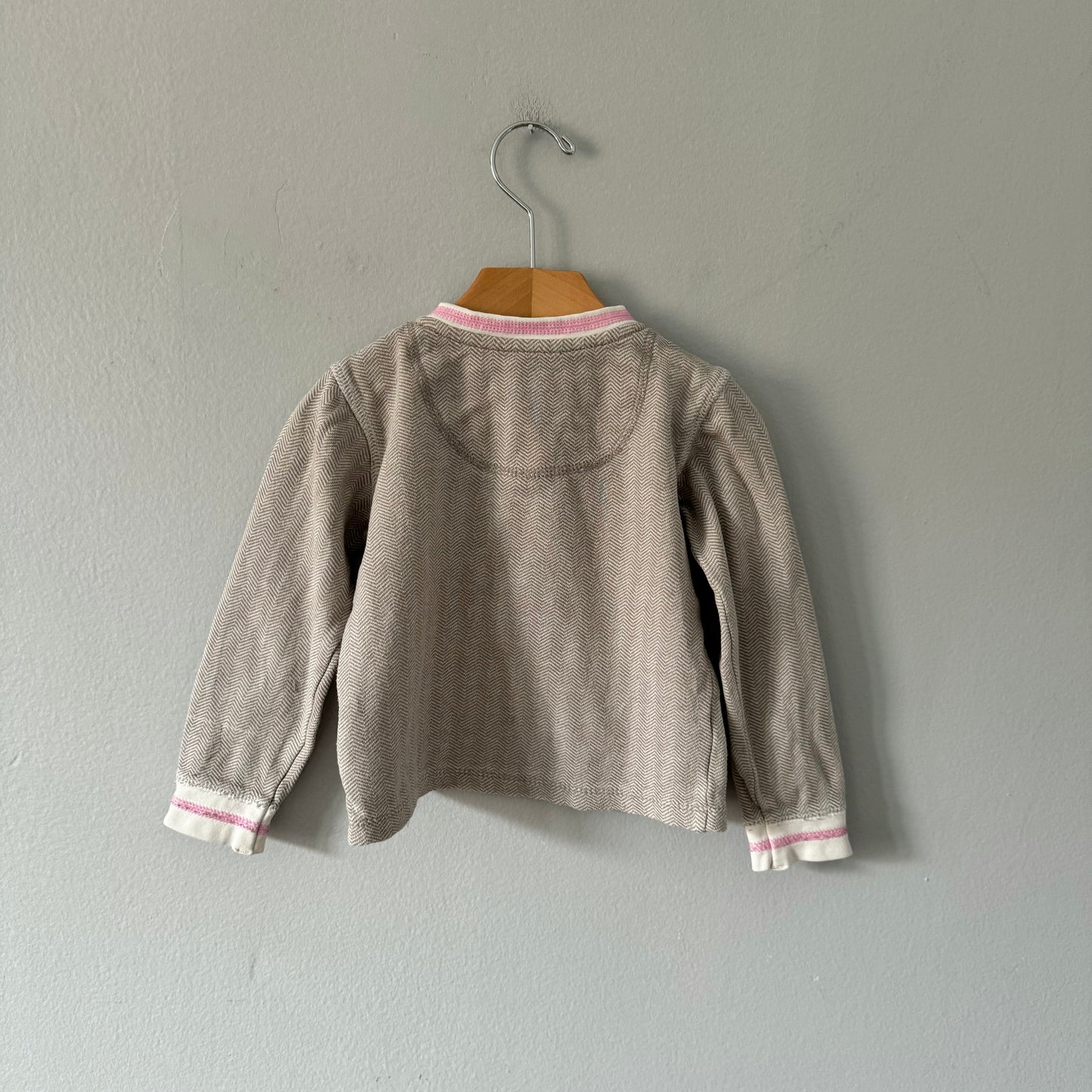 Juddlies / Cotton top - Grey x pink trim / 2T