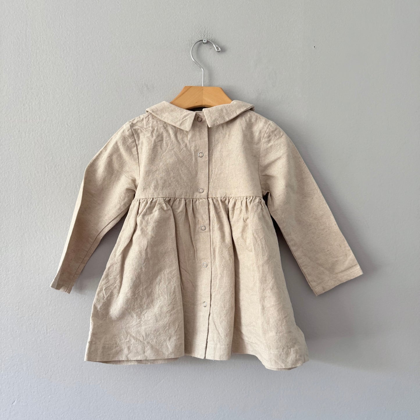 Les Petites Natures / Ivory linen x cotton dress / 3T