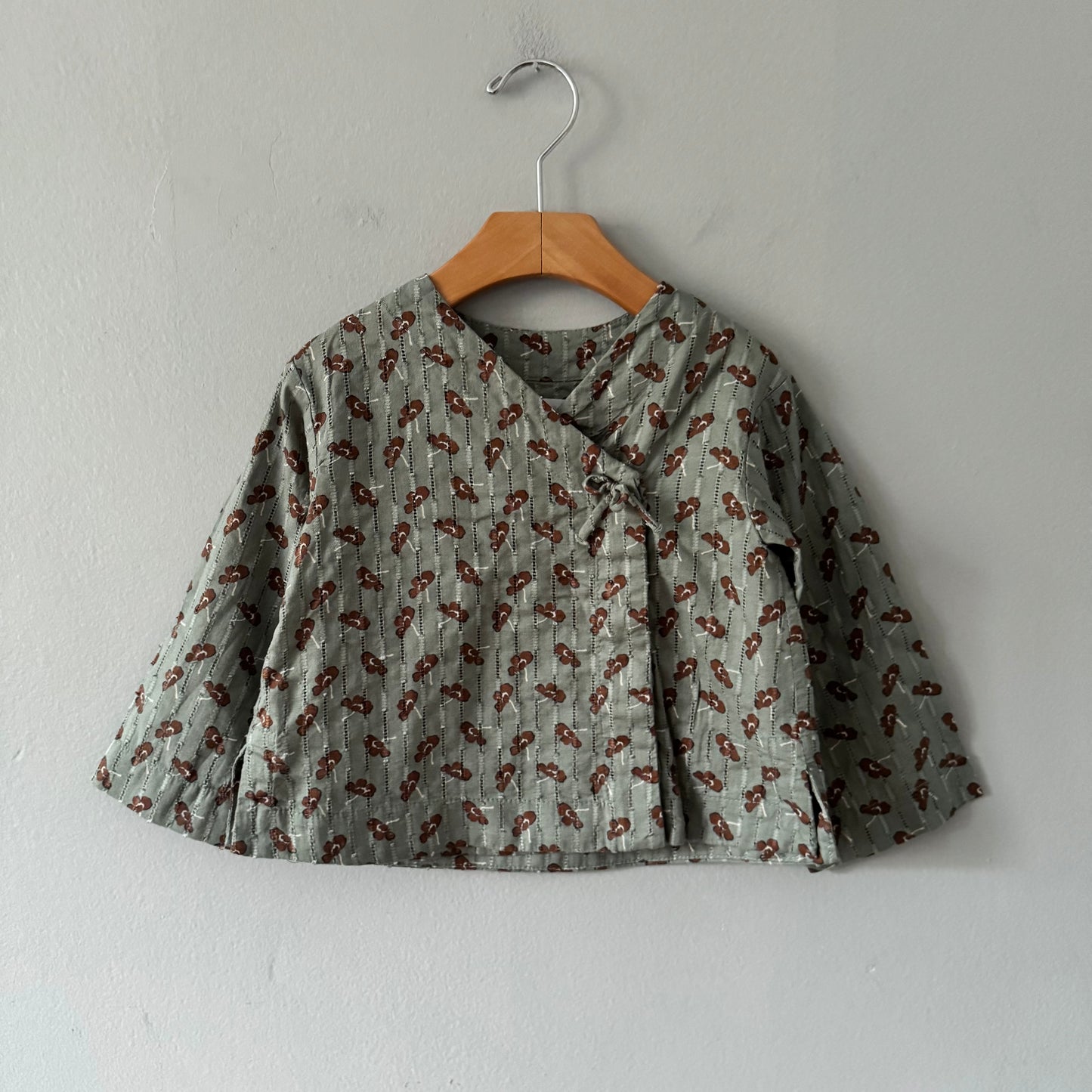 Zara / Smokey blue x brown blouse / 3Y