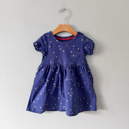 Mini boden / Navy x gold dots dress / 2-3Y