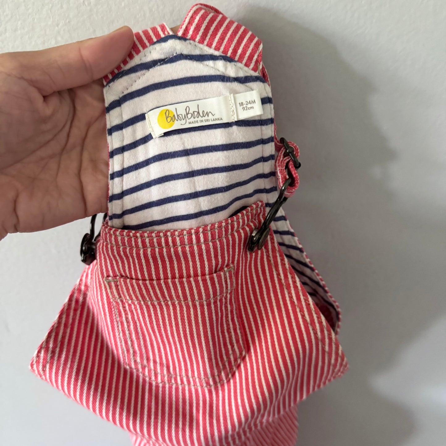 Baby Boden / Red stripe overalls / 18-24M