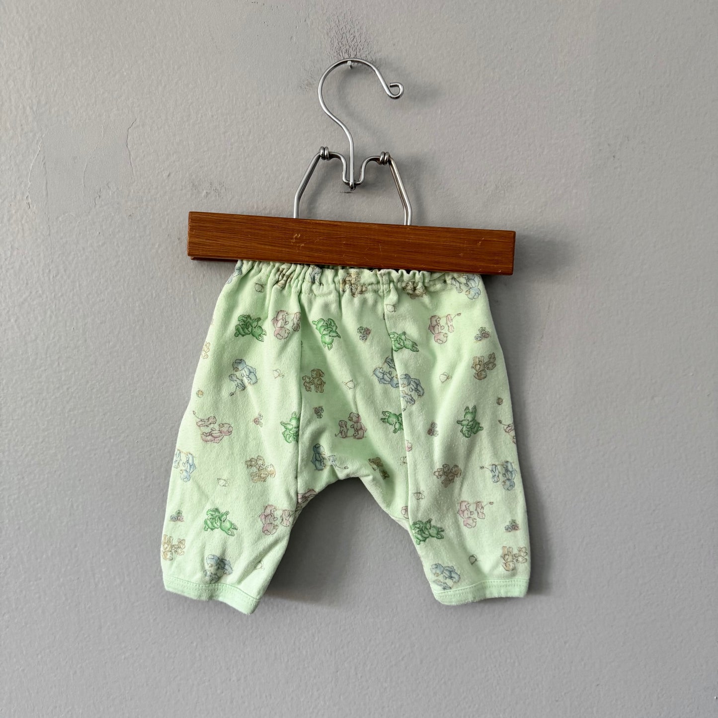 Vintage / Pantalon en coton vert clair / 0-3 mois
