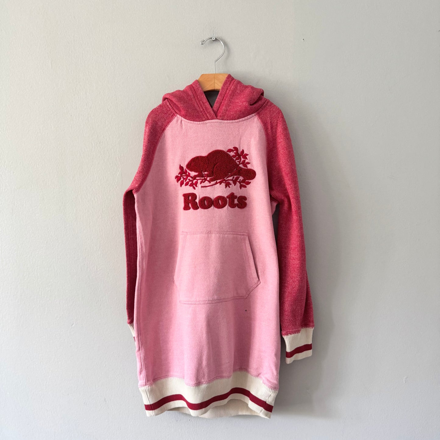 Roots / Pink hoodie dress / 7-8Y