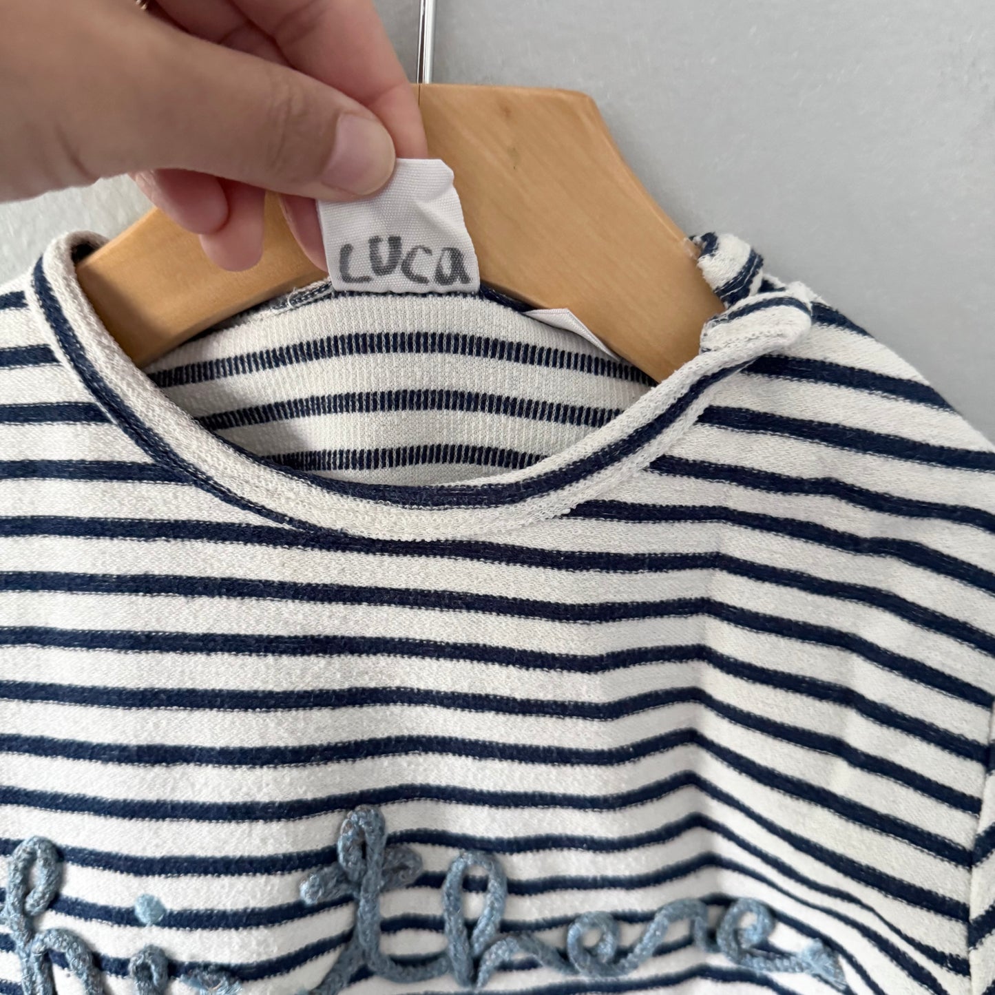 Zara / Navy white stripe long sleeve / 3-4Y