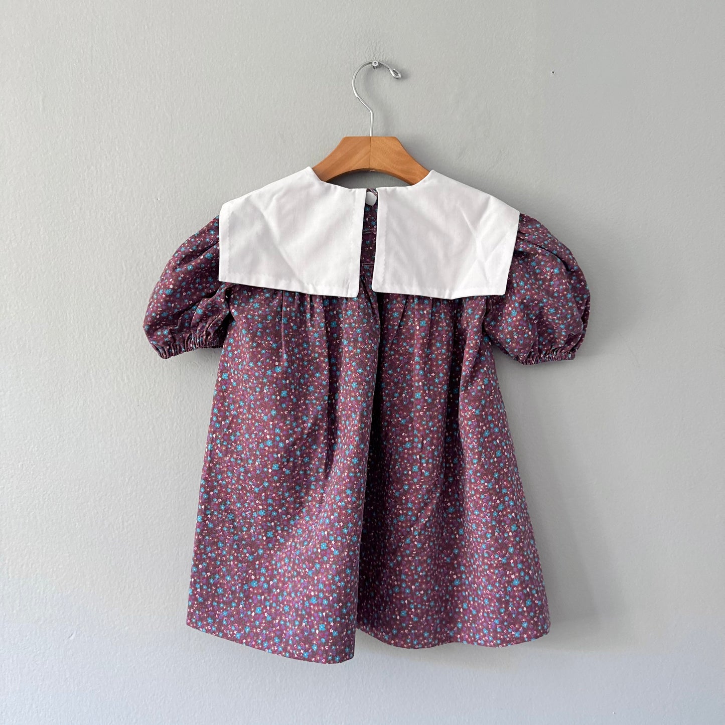 Vintage / Brown floral puff sleeve dress / 5Y