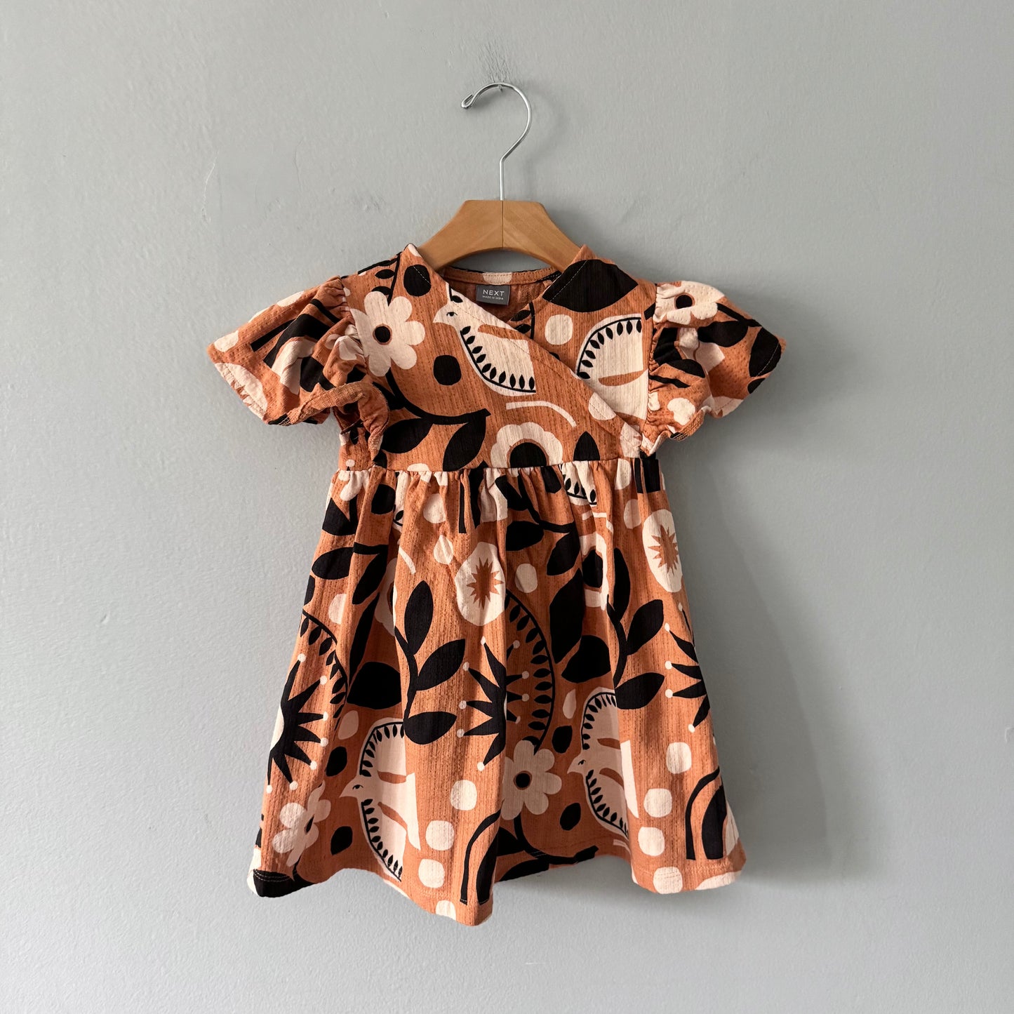 Next / Orange x floral short sleeve dress / 18-24M