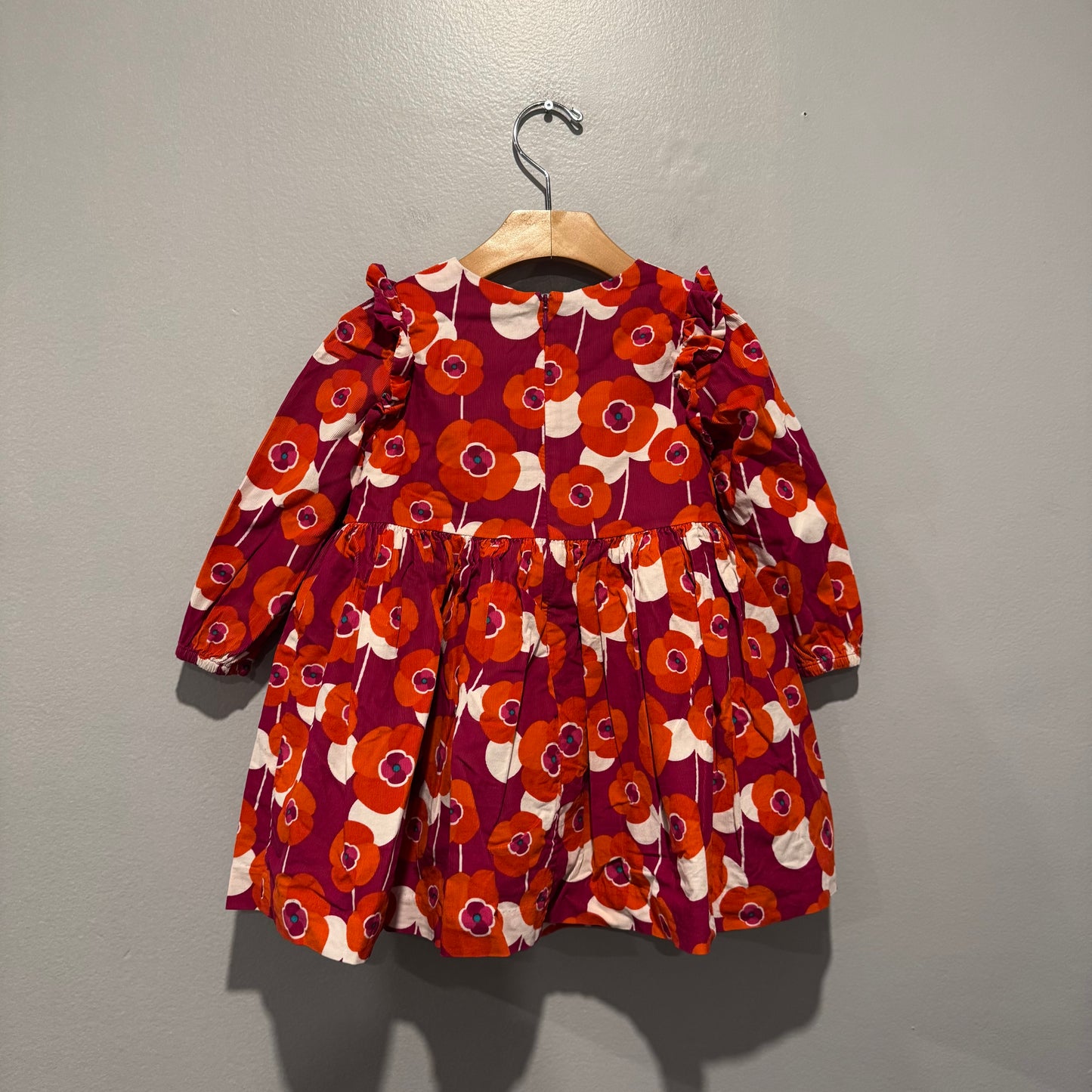 Jacadi / Red poppy corduroy dress / 3Y