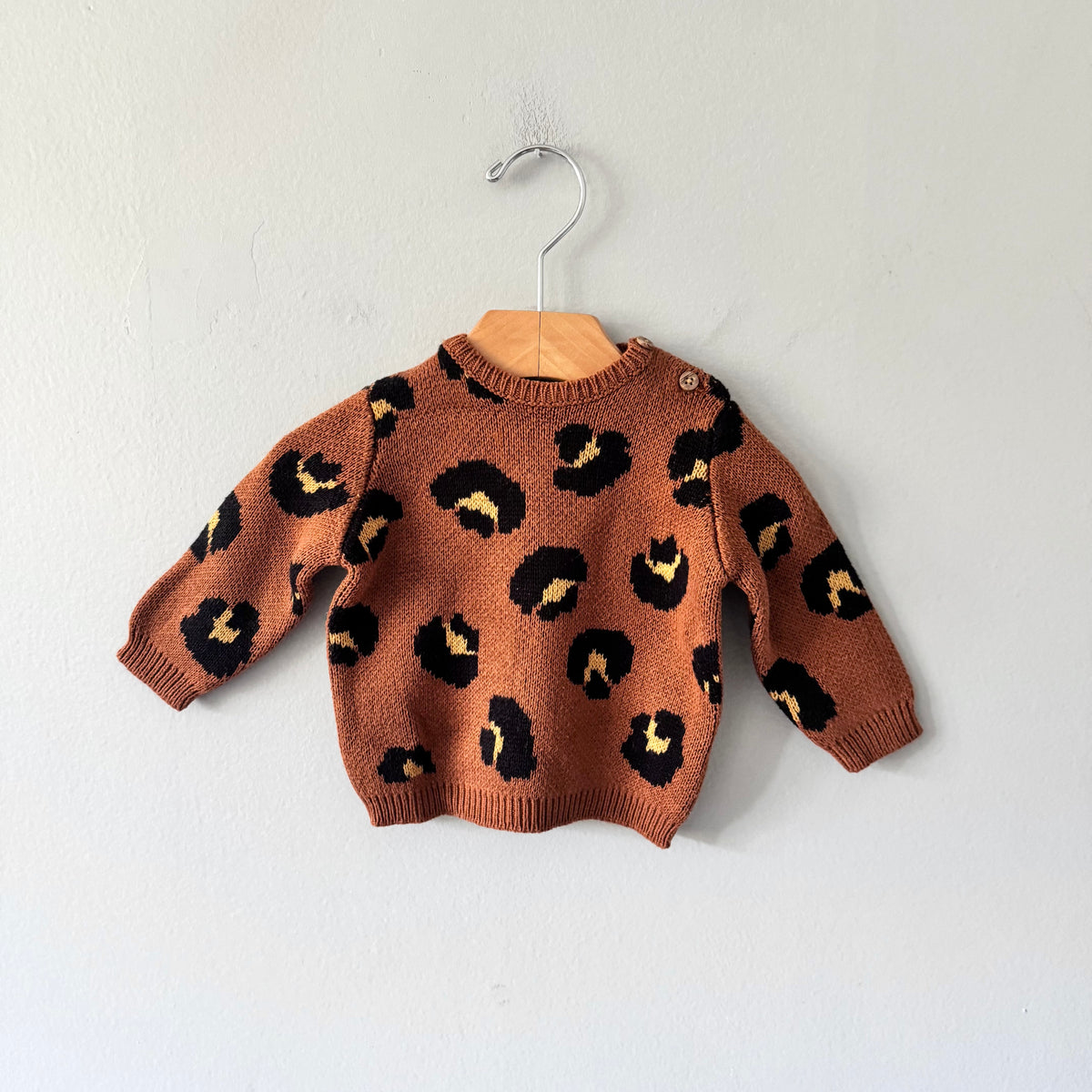 Hema / Brown x leopard knit top / 62(3-6M)
