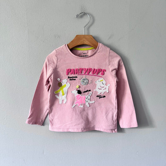 M&S / Pink long sleeve shirt / 2-3Y