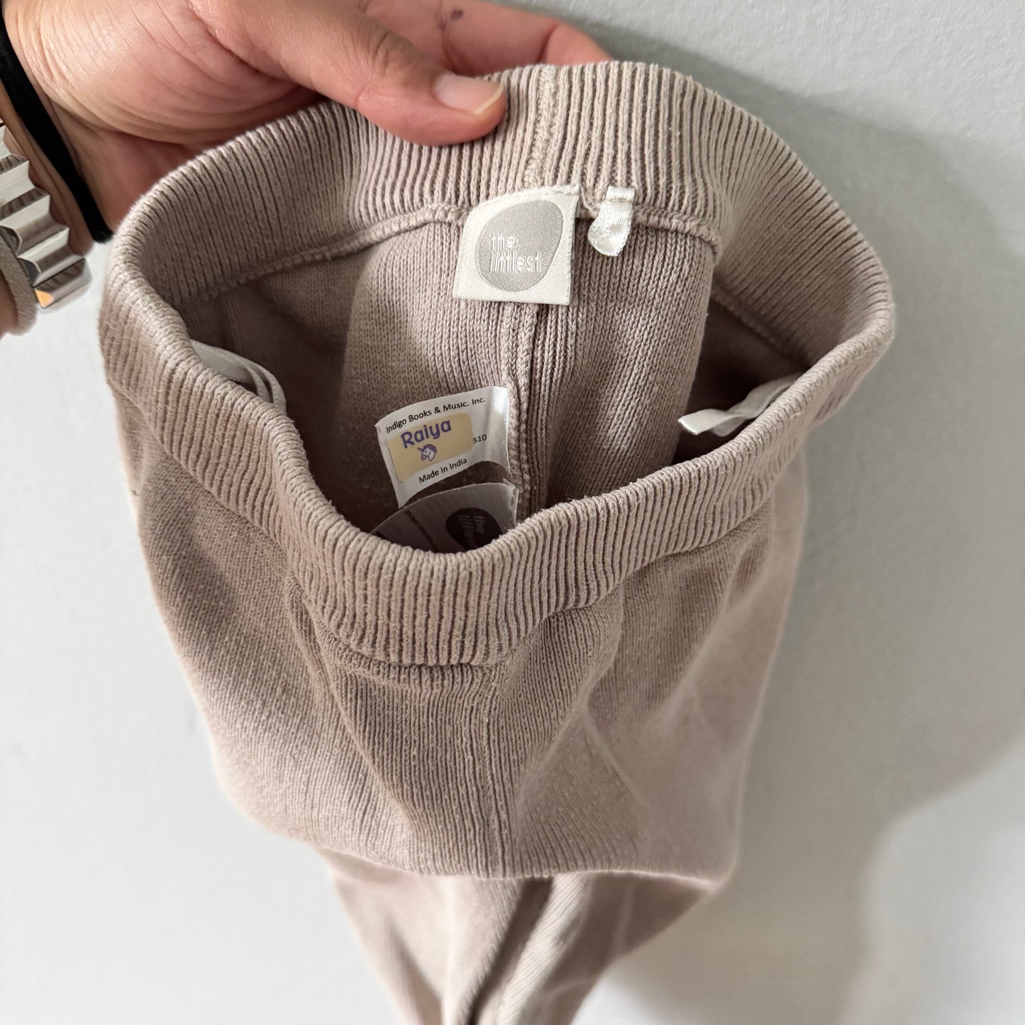 The Littlest / Brown organic cotton knit pants / 12-18M