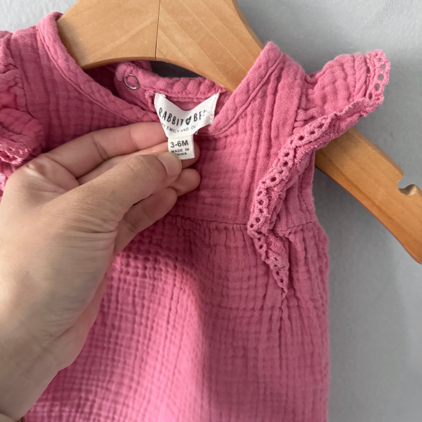 Lapin + Ours / Débardeur en mousseline rose / 3-6M