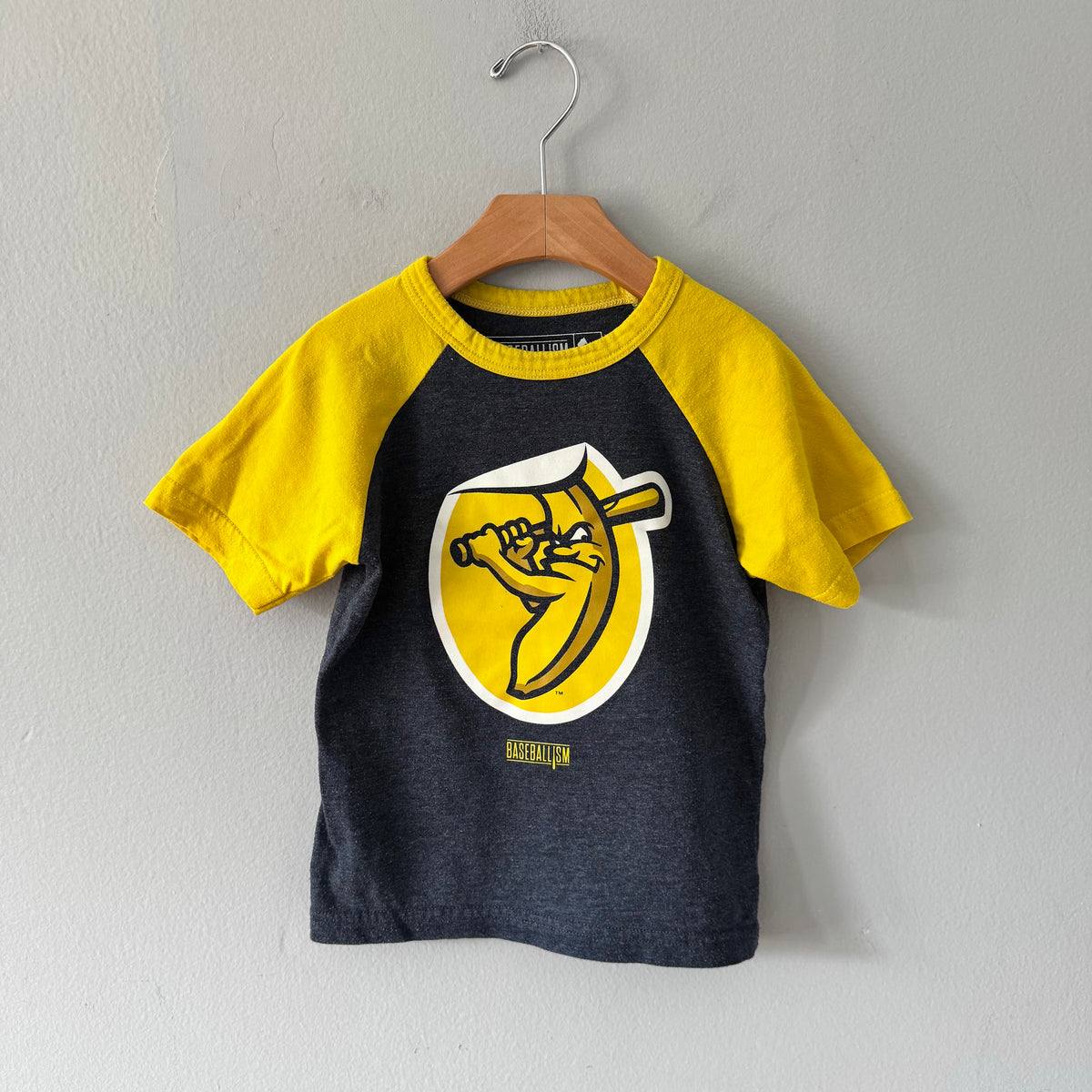 Baseballism / Yellow x dark grey T-shirt / 4T