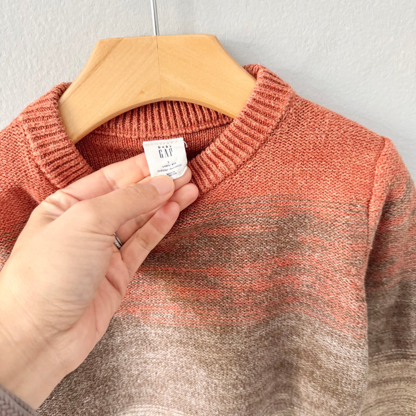 Gap / Orange x brown cotton knit pullover / 3Y