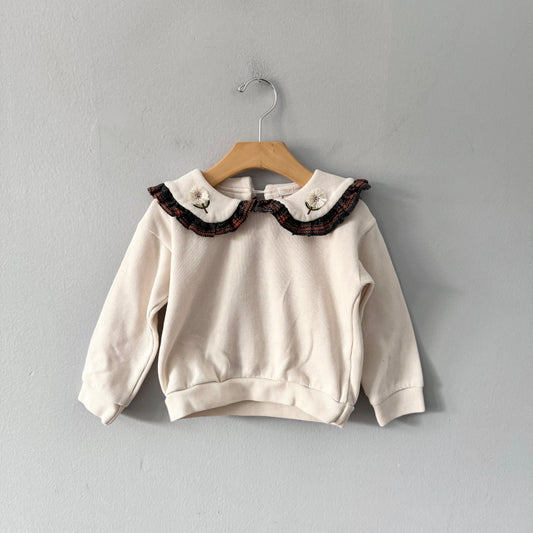No brand / Ivory long sleeve with ruffle collar / 3T
