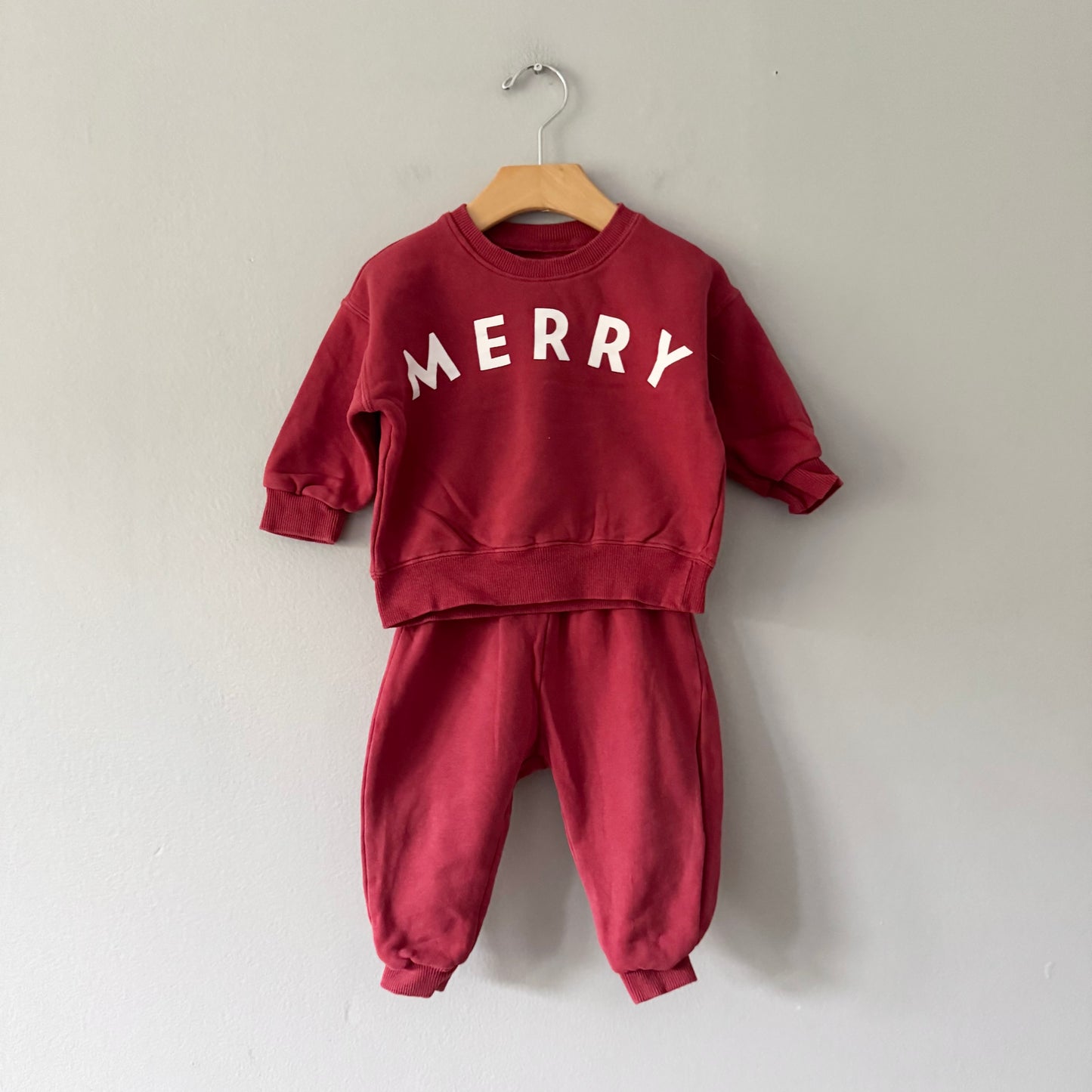 The Littlest / Red crew set "Merry" / 6-12M