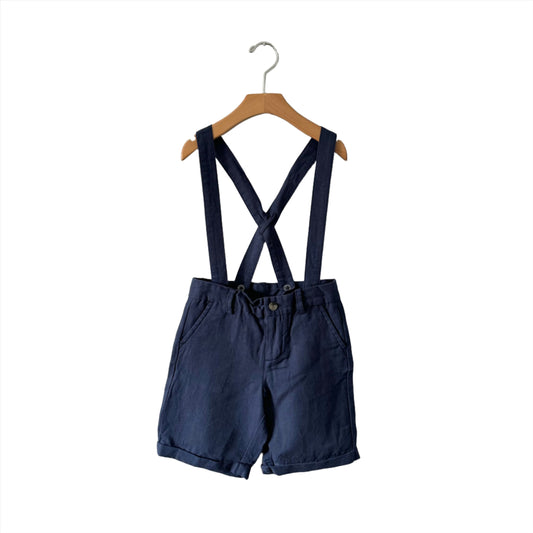 Janie & Jack / Navy linen mix shorts with shoulder strap / 6Y