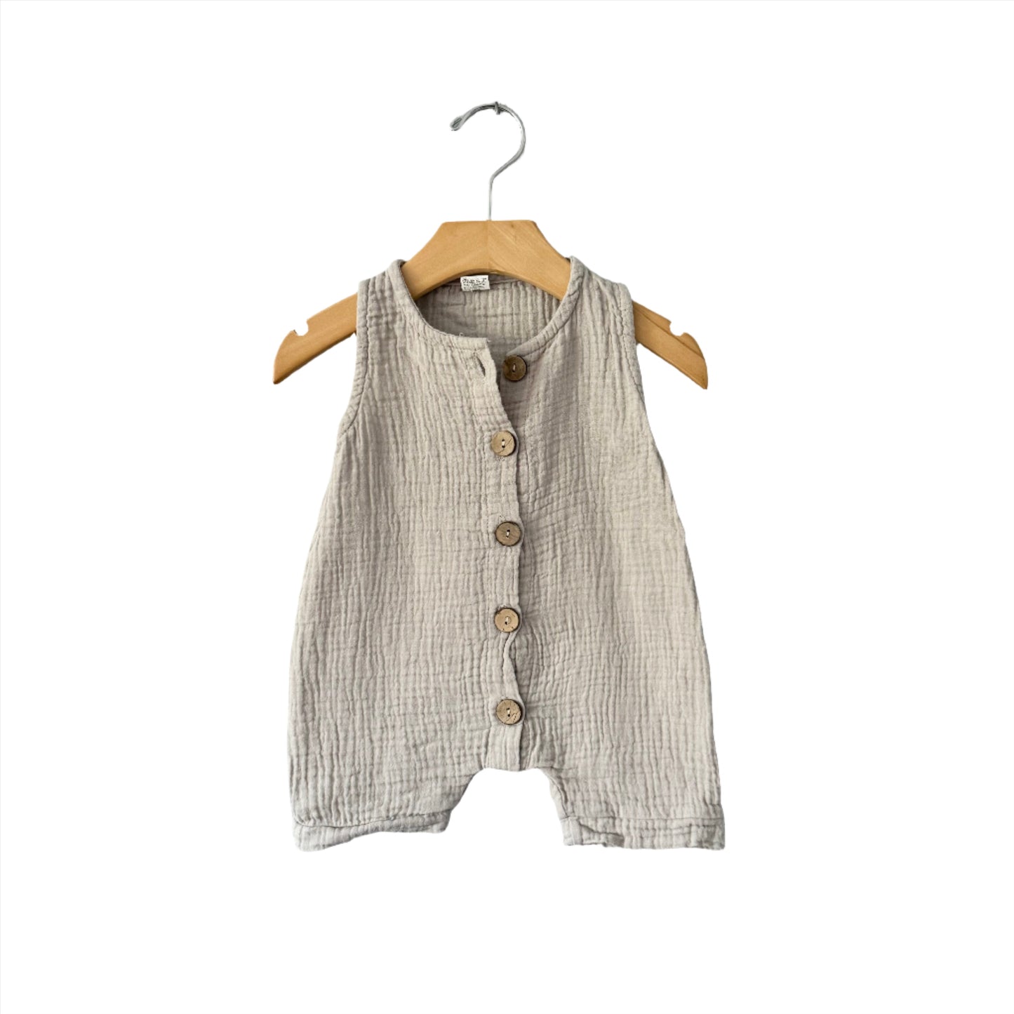 No brand / Beige muslin tank romper / 3-6M