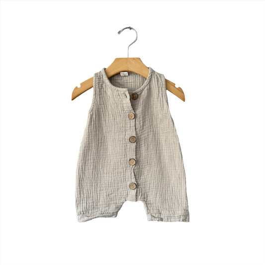 No brand / Beige muslin tank romper / 3-6M