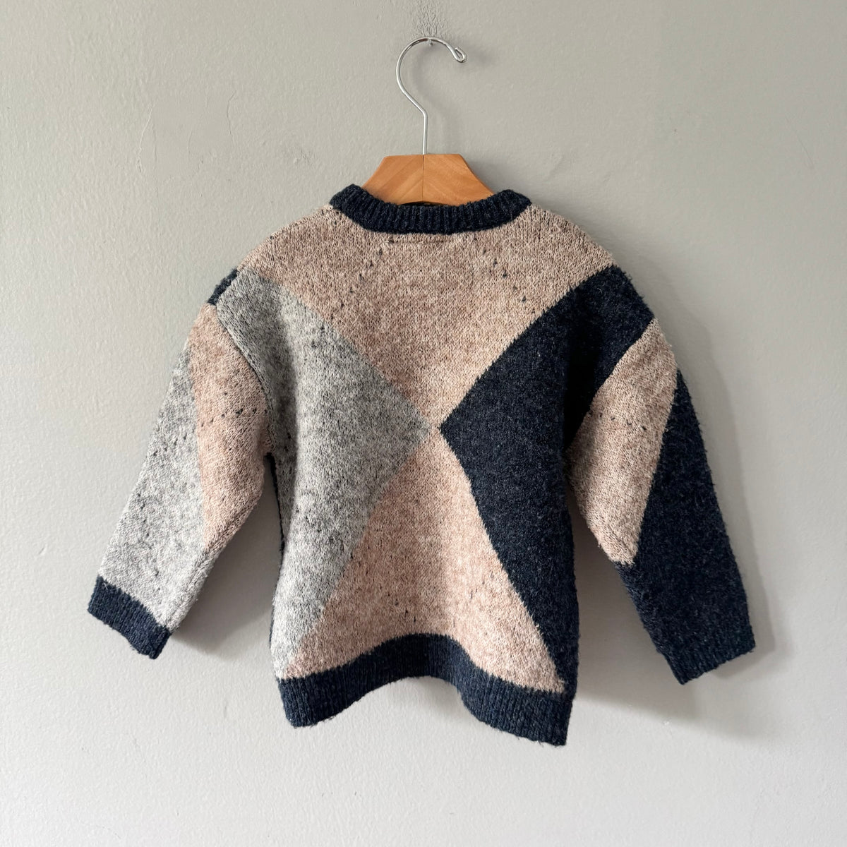 Zara / Navy beige argile knit pullover / 3Y