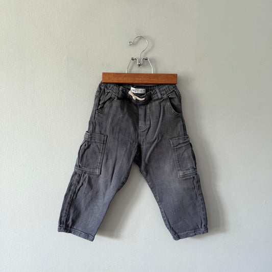 Zara / Dark grey denim cargo pants / 2-3Y