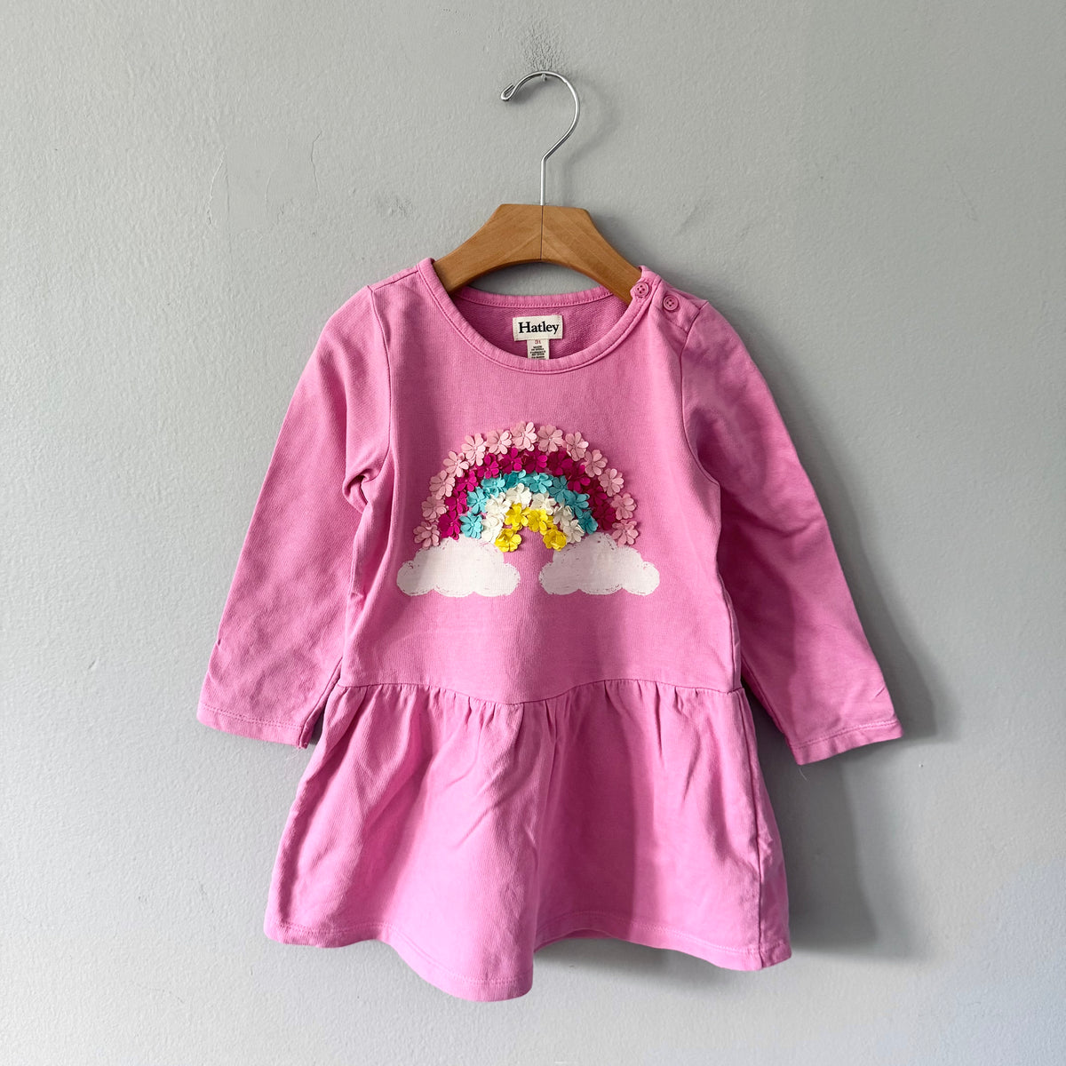 Hatley / Pink x rainbow long sleeve dress / 3T