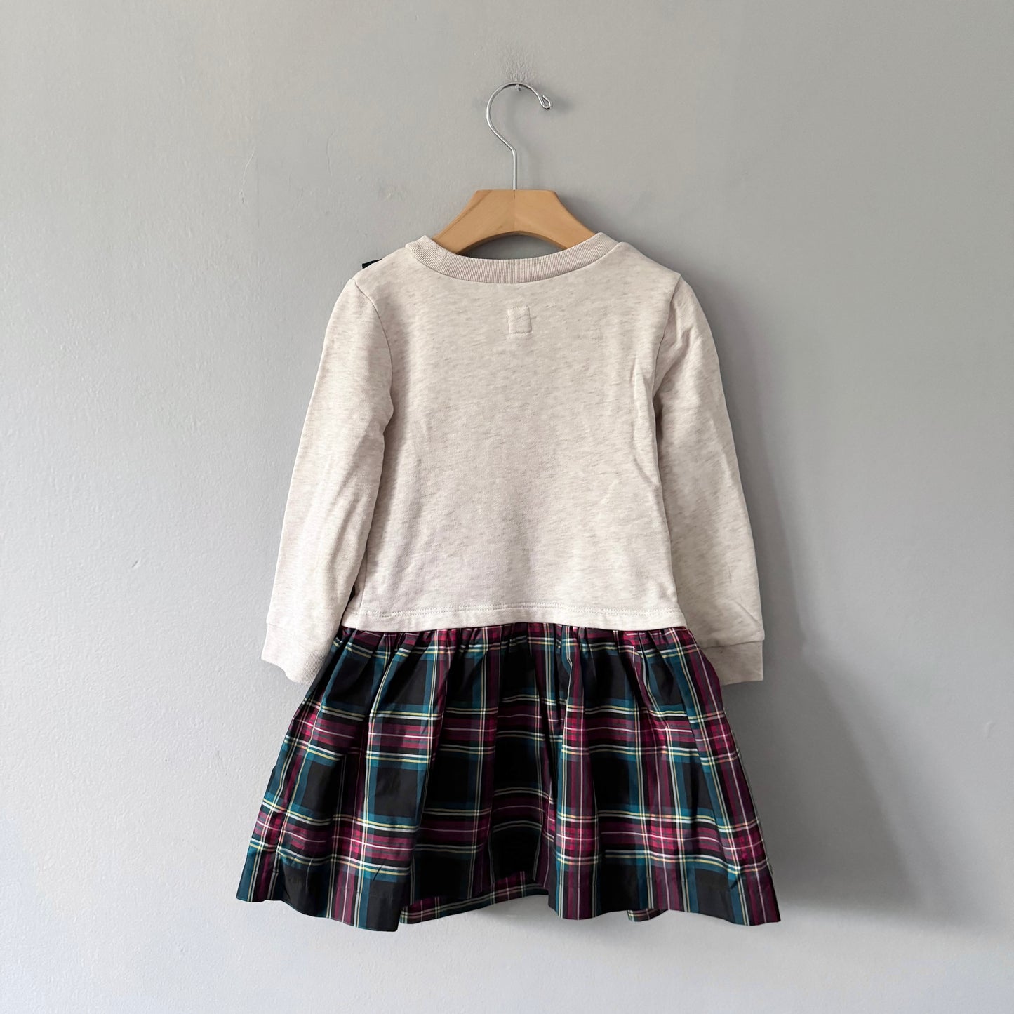 Gap / Beige x check crew dress / 4Y