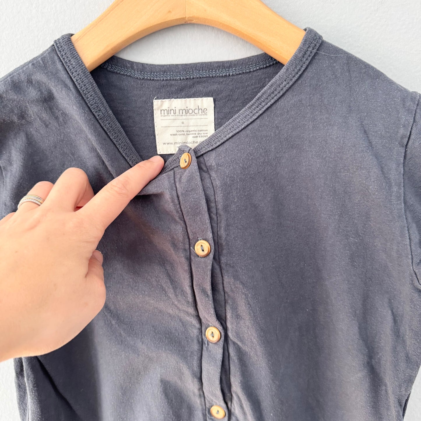 Mini mioche / Dark grey short sleeve romper / 6Y