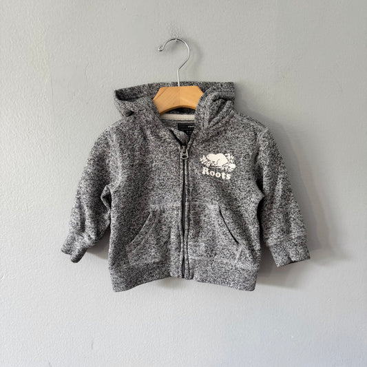 Roots / Salt and pepper zip up hoodie / 6-12M