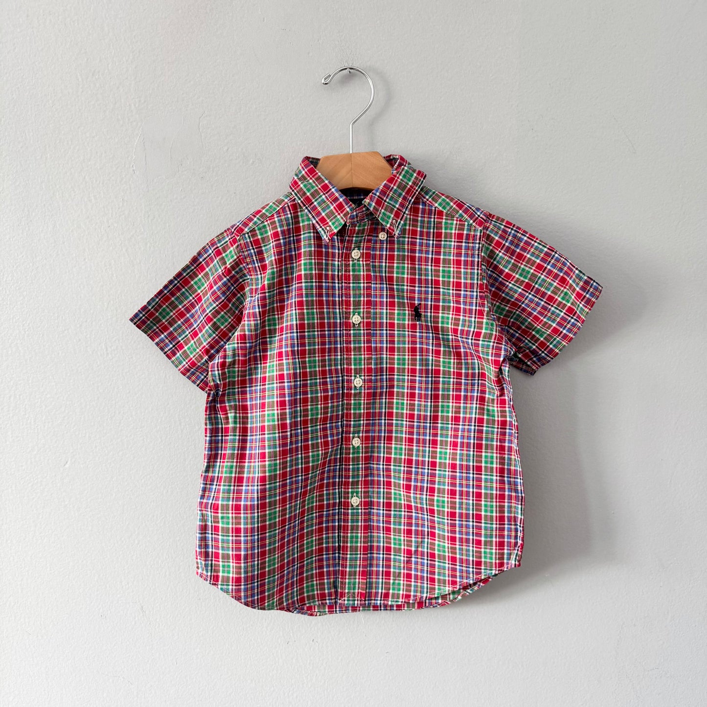 Polo Ralph Lauren / Chemise à carreaux rouge et verte / 4 ans
