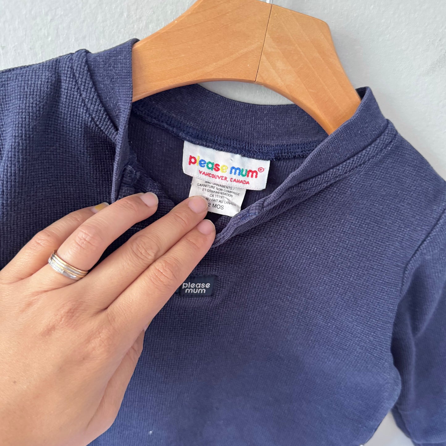 Vintage Please mum / Navy onesie / 12M