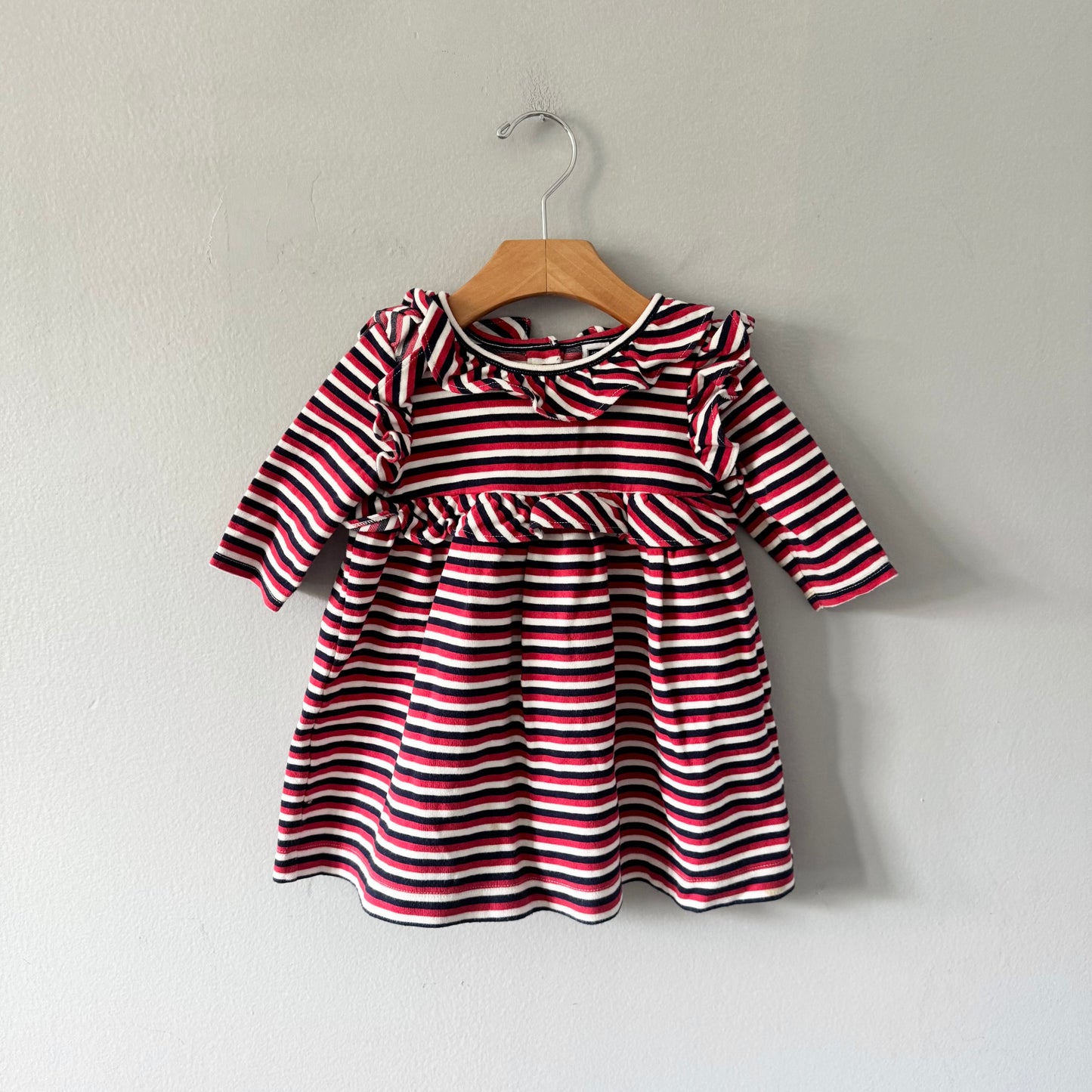 Janie & Jack / Robe rayée rouge, marine et blanc / 12-18M