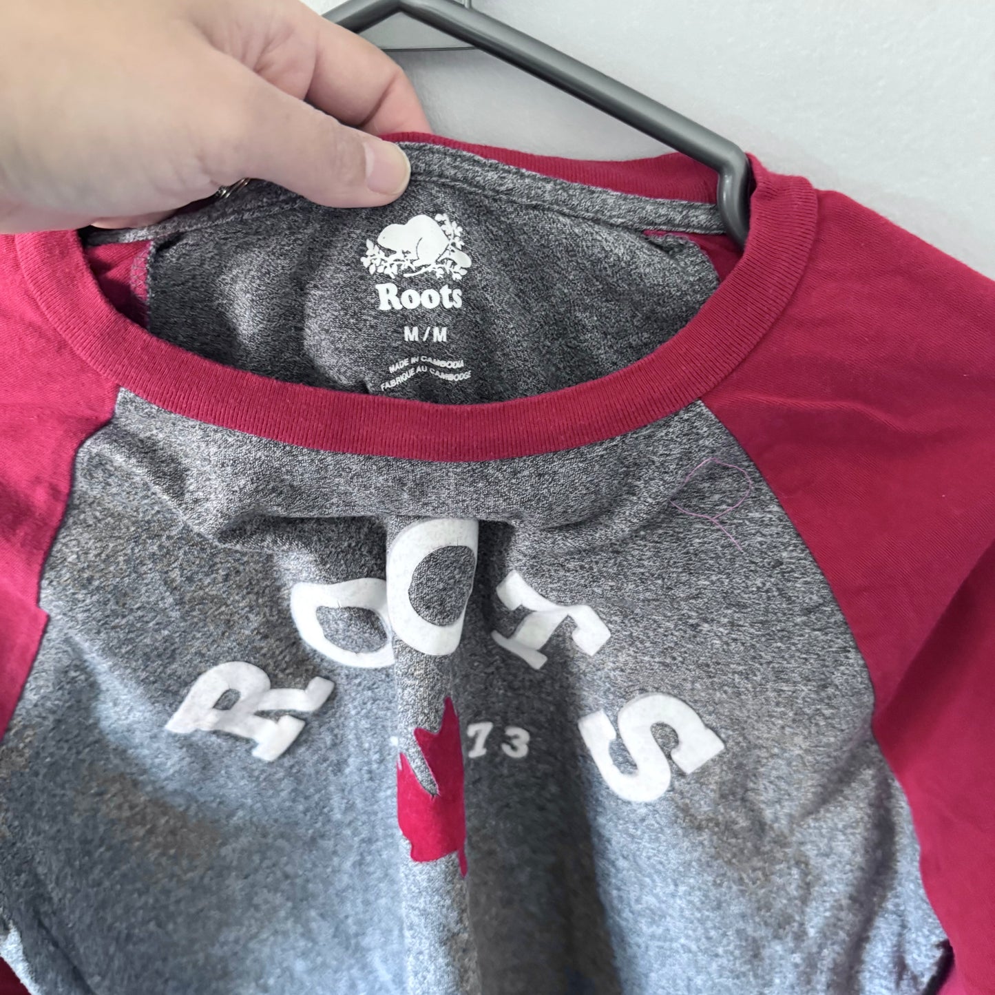 Roots / Manches longues raglan rouge x gris / Femme M(12A)