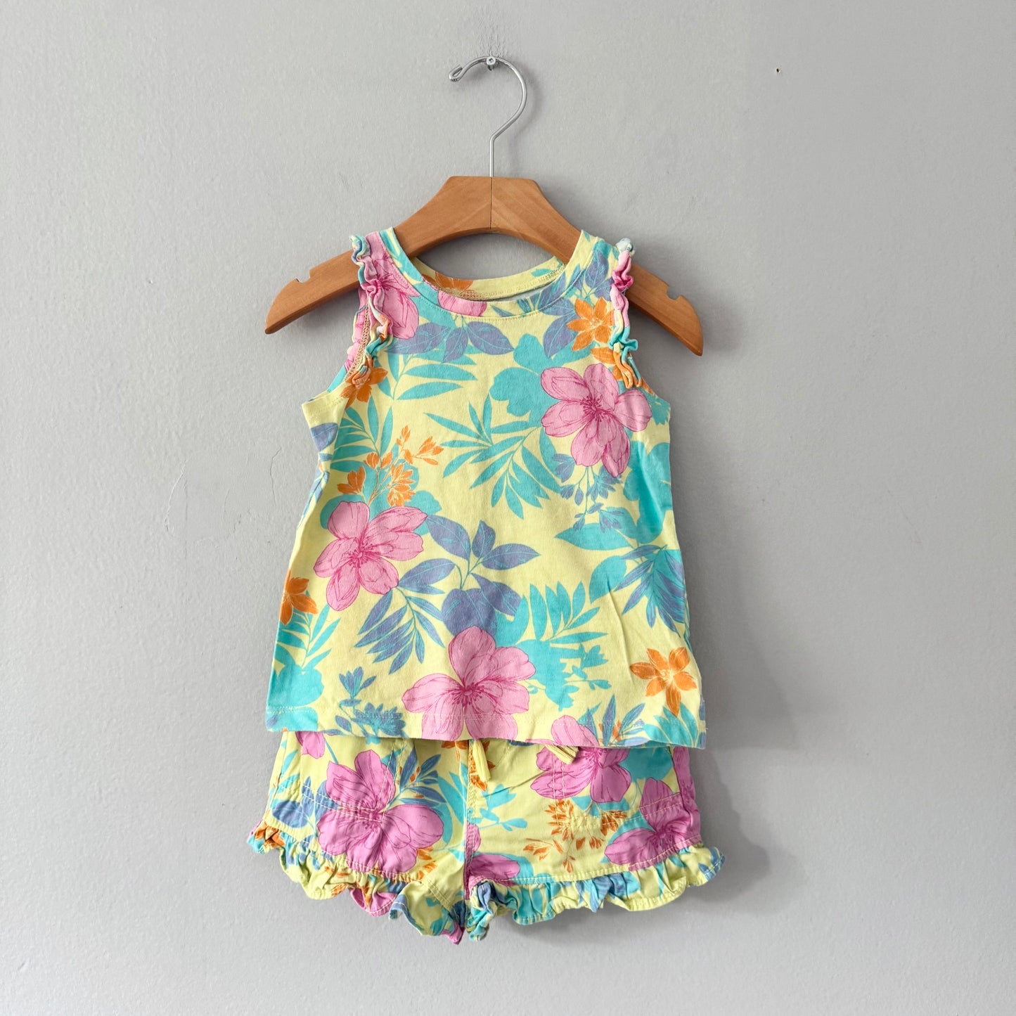 Gap / Yellow blue pink summer tank and shorts set / 2-3Y