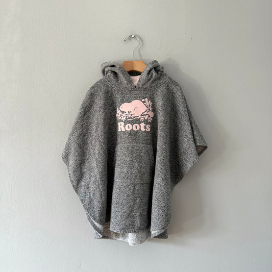 Roots / Salt and pepper hoodie poncho / 3-4Y