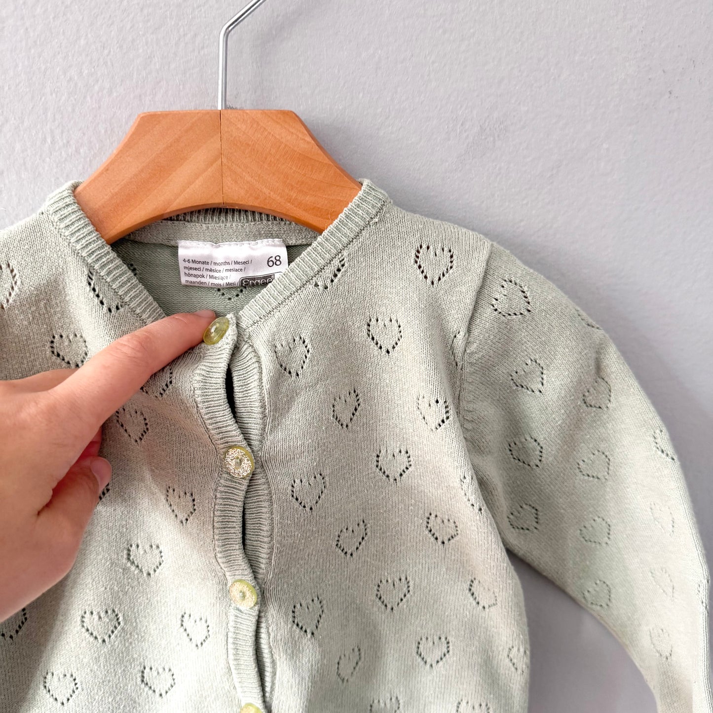 Ergee / Smokey green heart cotton cardigan / 3-6M(68)