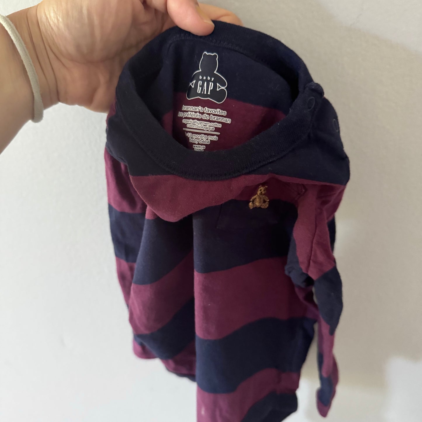 Gap / Brown navy stripe onesie & pants set / 6-12M