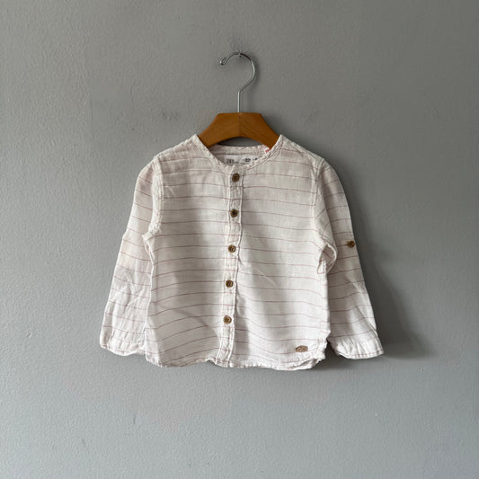 Zara / White x red stripe shirt / 18-24M