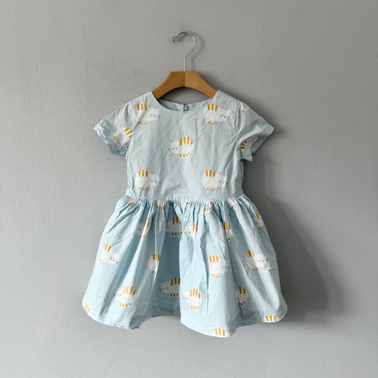 Jacadi / Light blue x cat dress / 4Y