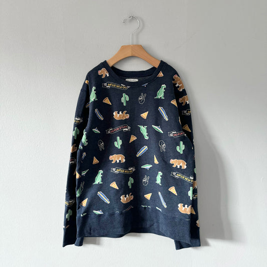 Crewcuts / Navy sweatshirt - Pizza, dinosaur, bear / 12Y
