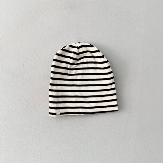 Mini mioche / White black stripe beanie / 12-24M
